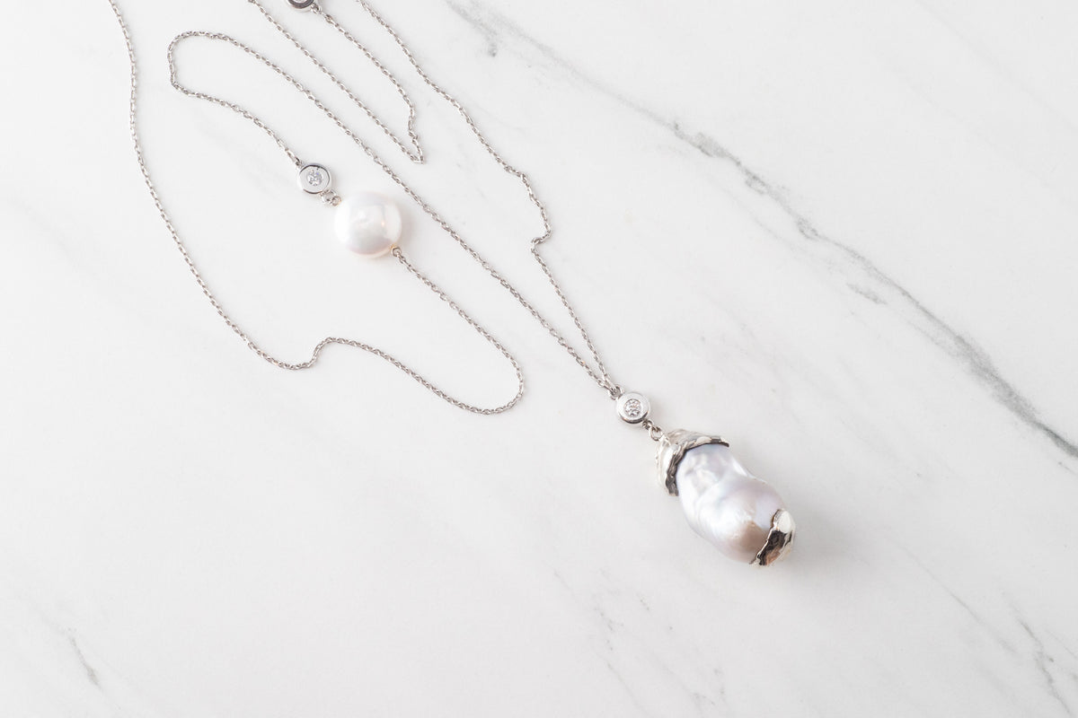 Karing freshwater pearl clearance and diamond pendant